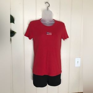 Cato Fiorlini International Red American Flag Star Stripe Crew Blouse Small 4- 6